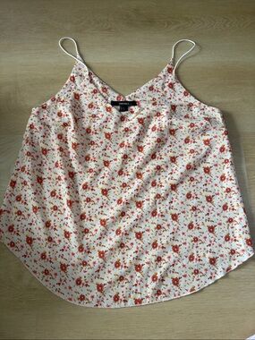 Forever 21 White Ditsy Floral V-Neck Cami Tank Top Size S